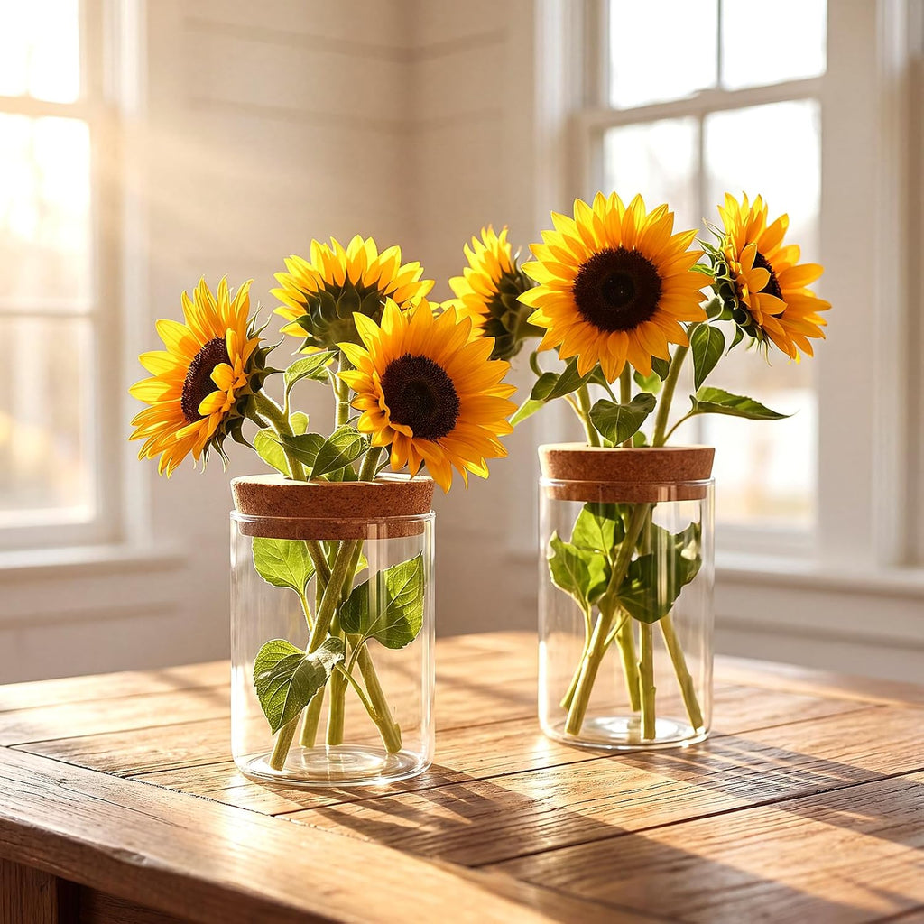 6Pcs 3 Size Glass Plant Propagation Stations, Desktop Flower Vases | Hydroponic Glass Container Vase (2 Large & 2 Medium & 2 Small) for Plant Cuttings, Desks, Living Room, Bedroom, Office Decor