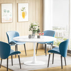 DKLGG White Round Dining Table, 39.1" Tulip Kitchen Dining Table for 4-5 People with MDF Table Top & Pedestal Base, Mid-Century End Living Room Table