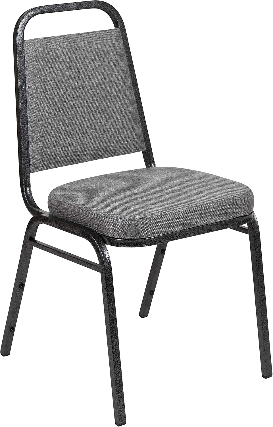 BizChair HERCULES Series Trapezoidal Back Stacking Banquet Chair with 2.5" Thick Seat in Gray Fabric - Silver Vein Frame