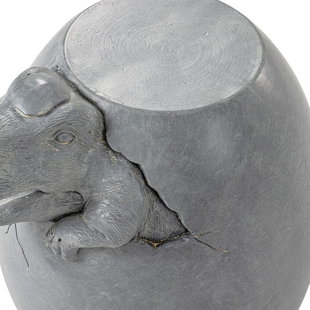 COSIEST Dinosaur Sculpture End Table, 14.6x16.9 inch Concrete Finish Side Table, Round Accent Table for Garden Yard Patio, Light Gray