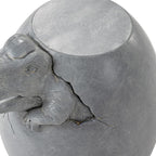 COSIEST Dinosaur Sculpture End Table, 14.6x16.9 inch Concrete Finish Side Table, Round Accent Table for Garden Yard Patio, Light Gray