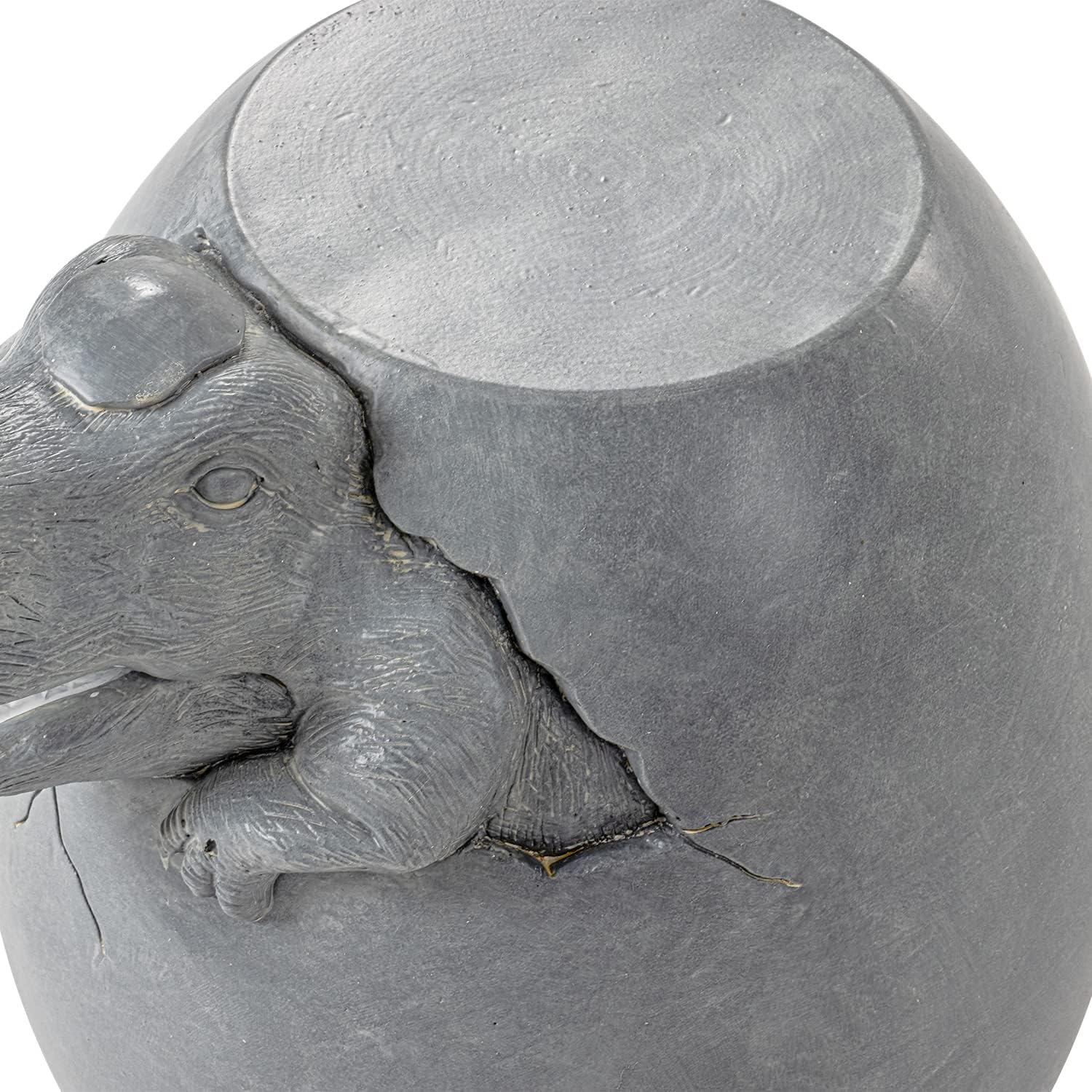 COSIEST Dinosaur Sculpture End Table, 14.6x16.9 inch Concrete Finish Side Table, Round Accent Table for Garden Yard Patio, Light Gray