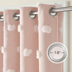 NICETOWN Pom Pom Pink Curtains for Kids Room 84 inches Long, Room Darkening Double Layer Sheer Thermal Drapes Grommet Window Treatments for Girls Bedroom/Nursery, W52 x L84, 2 Panels