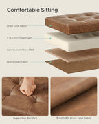 SONGMICS Small Folding Storage Ottoman, Foot Rest Stool, Cube Footrest, Synthetic Leather, 12.2 x 16.1 x 12.2 Inches, 286 lb Capacity, for Living Room, Bedroom, Dorm, Coffee Brown ULSF100K01