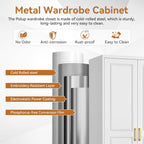 Polup Metal Armoire Wardrobe Closet, 71" Tall White Wardrobe Cabinet with 2 Doors, Hanging Rod and Adjustable Shelves, Steel Clothing Storage Cabinet for Bedroom, Home, Employee, Gym, Office