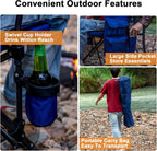 Oversized Camping Chair 2 Pack with Metal Hard Handle, Heavy Duty Folding Camp Chairs with High Back Support, Up to 500lbs Portable Outdoor Chairs for Beach, Tailgating, Blue