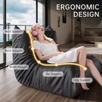 Morden Fort Big Bean Bag Chair for Adults, Faux Leather Bean Bag Sofa, Memory Foam Lounge Chairs with Ergonomic Design, Lazy Togo Chair for Living Room, Bedroom, Dorm, Office(Black)