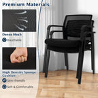 Giantex 2-Pack Reception Room Chair Set with Mesh Back, Metal Frame & Padded Seat, Armrests, No Wheels, Stacking Guest Chairs for Office, Waiting Room, Lobby, Meeting, Black