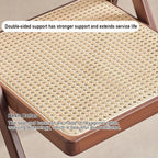 Mid Century Vintage Rattan Folding Chair with Adjustable Back Stackable Wood Chair for Bedroom Living Room Dining Comfy Rattan Seat Leisure Chair for Reading Room(Wood)