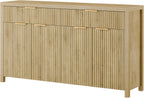 Lulive Fluted Buffet Cabinet with Storage 55 inch Wood Large Sideboard with Adjustable Shelves for Entryway Kitchen Living Room, Natural