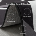 YIHOUSE Washable 5x7 Area Rugs for Living Room, Modern Black and White Rug for Bedroom Non Slip Low Pile, Modern Circle Pattern Carpet for Dining Room Playroom Home Office Decor