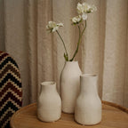 Ceramic Vases for Home Decor - Matte White Textured Vase Set of 3, Decorative Vases for Flowers, Pampas Grass Arrangement, Table Centerpieces, Office and Living Room Boho Decor