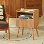 AWASEN Fluted Night Stand Set 2, Mid Century Modern Bedside Table Set of 2 with Storage Drawers, Wood Night Stand Side Table with Solid Wood for Living Room, Bedroom, Office and Small Space (Brown)
