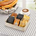 Hipiwe 4-Section Snacks Basket Serving Tray Wicker Divided Tea Bag Basket | Handwoven Seagrass Coffee Pod Organizer Sugar Packet Holder Basket Bin for Shelf Coffee Bar, Whitewash