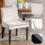 MALOL Upholstered Dining Chairs Set of 6, Mid-Back Kitchen Room Chair with Wood Legs, Corduroy Padded Dining Side Chairs for Dining Room, Beige