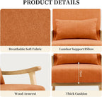 SAETSFEG Rocking Chair for Nursery with Lumbar Pillow, Upholstered Accent Chair with Solid Rubberwood Frame, Living Room & Bedroom, Cozy Reading Chair for Small Spaces, Orange