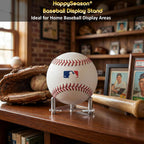 Happyseason 6-Pack Baseball Holders for Display, Clear Acrylic Ball Stand for Autographed Baseballs, Softballs, Tennis & Billiard Balls, Minimalist Rack with Stainless Steel Rods (Easy Assembly)