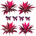 Large Realistic Artificial Boston Fern & Dragon's Blood Tree Artificial Turf UV Resistant Red Fern Ti Plants Vibrant Pink & Purple Faux Foliage Faux Fake Ferns Shrubs Outdoor Garden Decor