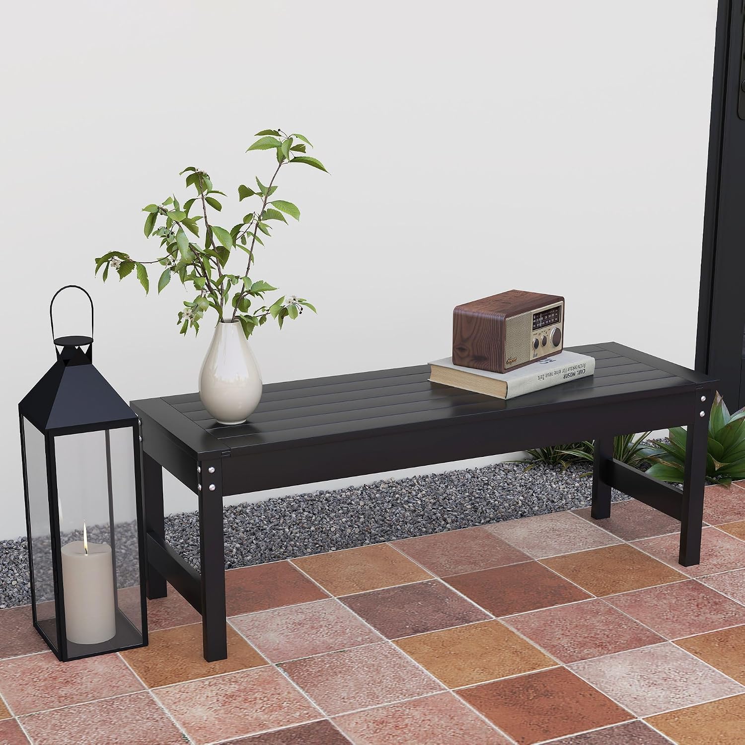 2-Seater Garden Bench with Slatted Seat