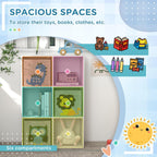 Toy Organizer, Toy Storage with 3 Storage Bins and Cute Animal Design, Toy Shelf for 3+ Years Old, White