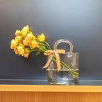 Clear Glass vases, Handbag Shaped Cases Can Hold Flowers or Fish, Suitable for Home and Office Decoration, Birthday Gifts, Bubble Design, Transparent