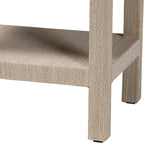 Bali & pari Sebastian Grasscloth Scalloped End Table - 2-Tier Accent Table with Open Shelf Storage for Living Room, Bedroom, or Entryway, Beige