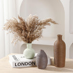 Ceramic Vases Set of 3 Home Decor Modern Rustic Farmhouse Pottery Decorative Flower Vases for Pampas Grass Dried Fresh Flowers, Living Room, Table Centerpiece, Shelf, Mantel (Multicolor Brown)