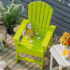 Giantex Adirondack Chair, Kids HDPE Patio Lawn Chair with Ergonomic Backrest for Deck, Porch, Backyard, Poolside, Indoor, Weather Resistance Toddler Outdoor Chair (1, Green)