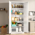 71" Tall White Metal Pantry Cabinet, Freestanding Storage Cupboard with Doors & 4 Adjustable Shelves, for Kitchen, Dining Room & Living Room