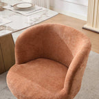 Adjustable Height 360° Swivel Bar Stool, Modern Chenille Upholstered Round Dining Chair, Ergonomic Accent Vanity Chair for Kitchen Island Bedroom Pub (Orange)