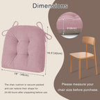 OVOV Dining Chair Cushions Set of 2 Soft Non-Slip Kitchen Chair Pads Tufted Seat Cushion with Ties for Kitchen Dining Room(18" x 16.5" x 3" Light Pink)