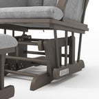 Child Craft Cozy Glider Rocker and Ottoman Set, Smooth Quiet Gliding Motion, Padded Cushion with Convenient Storage Pockets, Solid Wood Base & Frame (Dapper Gray with Light Gray Cushion)