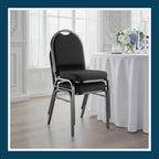 OEF Furnishings OEF9260-BT/2 Commercial-Grade Dome Back Banquet Stack Chair (Black Fabric, Black Powder-Coated Frame, 2-Pack)