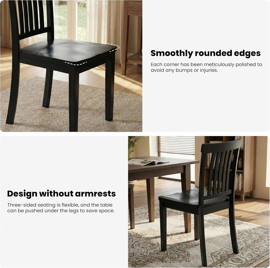 Farmhouse Dining Chairs Set of 6 – Solid Wood Rustic Kitchen Chairs with Spindle High Backrest and 17.3-Inch Wide Seat, French Country Style for Dining Room