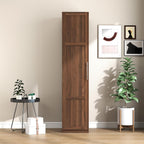 70" Tall Slim Pantry Cabinet with Side Racks & Adjustable Shelves (Walnut) | Space Saving Freestanding Slim Narrow Cabinet Single Door with Shelves & Racks for Kitchen Dining Room Small Spaces