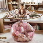 Clear Stuffed Animal Storage Bean Bag Chair, 37.01 x 38.19 Inch, 0.35mm Thick Waterproof PVC Toy Organizer, Plushies & Stuffy Storage, 330 LBS Heavy Duty Seat for Kids & Adults