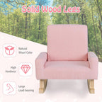 MAT EXPERT Kids Sofa, Upholstered Toddler Rocking Chair w/Solid Wood Base, Linen Fabric & Anti-Tip Device, Comfy Children Furniture, Armchair for Nursery Playroom Preschool, Boys & Girls Gift (Pink)