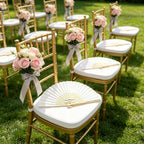 Custom Wedding Fans Bulk for Guests – Personalized Folding White Hand Fans for Women, Wooden Handheld Fans for Weddings, Party Favors & DIY Program Fans (50 Pieces)