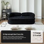 78" Convertible Sofa Couch Bed, 4-in-1 Modular Foldable Sleeper Couch No Assembly - Corduroy Futon Memory Foam Couch with Washable Covers & 2 Pillows, Compressed Boneless Couch for Living Room, Black