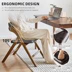 2 Pack Wooden Folding Chair with Padded Seat Stackable Wooden Foldable Chair, Folding Chairs with Cushion for Guests Kitchen, Bedroom, Office, Wedding, Library, Party, Picnic (Natural Brown)