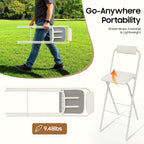2 PCS Folding Bar Stool with Backrest | 27.56in Tall Foldable Stool Chair | Counter Height Seat Chair | Portable Chairs Folding Seat Bar Chairs | for Kitchen Island Shop Cafe (White, 2pcs-27.56in)