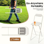 Folding Bar Stool with Backrest,Cushioned Padded Folding Stool,Fashion Bar Stools Set,Folding Counter Height Chairs for Kitchens, Cafes, Milk Tea Dessert Shops (1, White 29.53inch Seat Height)