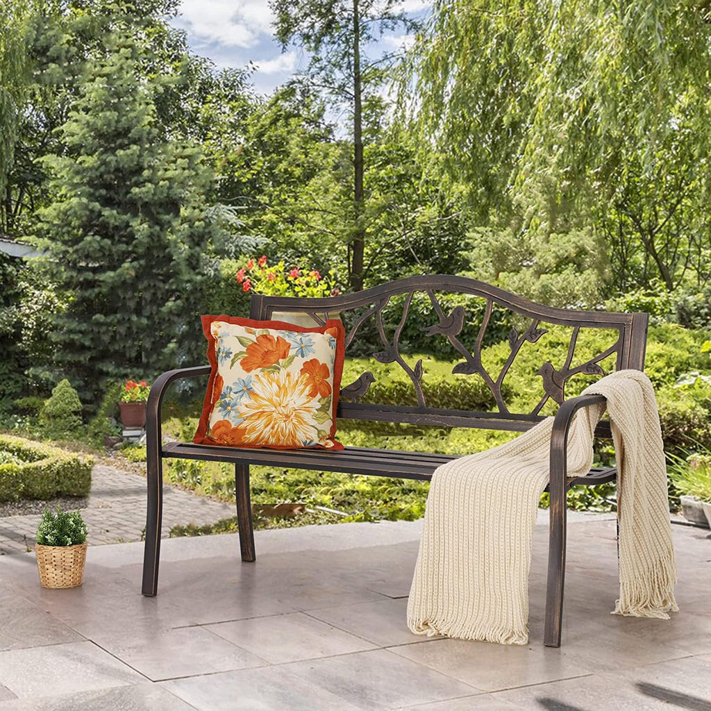 Outdoor Bench Patio Chair Metal Garden Furniture Deck Backyard Park Porch Seat