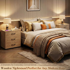 Aheaplus Night Stand with Charger Station, 21.7'' Wider Nightstands with 3 Wooden Drawers, Large Bedside Table, Modern Tall End Side Table, Nightstand for Bedroom, Natural Oak1
