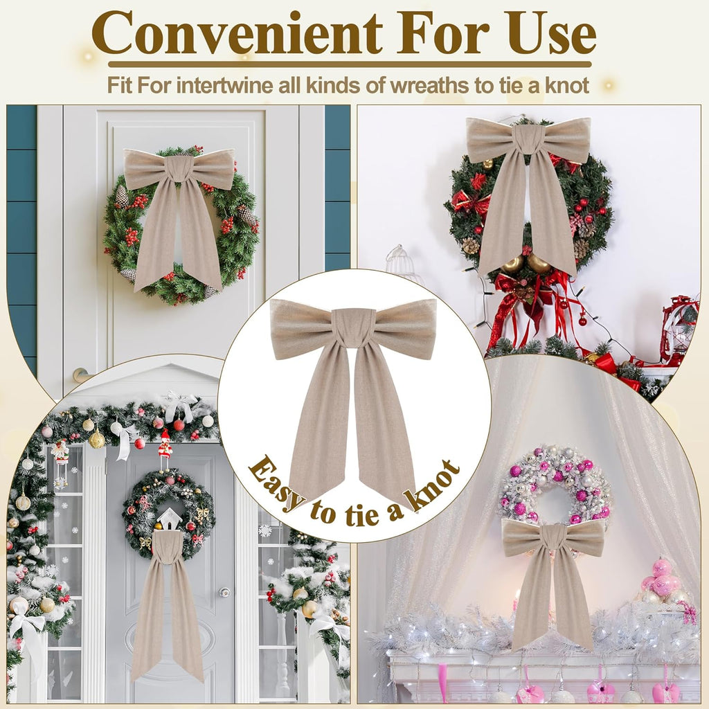 2 Pack Front Door Wreath Blank Sash, Larbeti Burlap Wreath Sashes with 4.7" W×56.7" L, Garland Sash Fit for Farmhouse, Wedding, Holiday to Indoor & Outdoor Decorative, for DIY Embroidery Letter