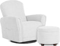 Evolur Vienna Swivel Glider with Ottoman, 360° Swivel, Without Nailhead Trim, Greenguard Gold & FSC-Certified, Nursery Chair in Fog Grey