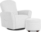 Evolur Vienna Swivel Glider with Ottoman, 360° Swivel, Without Nailhead Trim, Greenguard Gold & FSC-Certified, Nursery Chair in Fog Grey