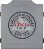 Dart Board Cabinet Set - Coors Light Logo Dart Board with 6 Steel Tip Darts, Scoreboard, Hanging Wood Cupboard by Trademark Gameroom