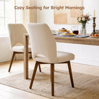 Dining Chairs Set of 4, Upholstered Kitchen Chairs with Unique Cutout High Back & Wood Legs, Comfortable Fabric Side Chair for Dining Room, Living Room, Beige