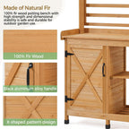 Topeakmart Outdoor Potting Bench, Large Horticulture Work Table Workstation with Storage Cabinet Shelf & Planting Working Console for Garden, Patio, Lawn, Wood